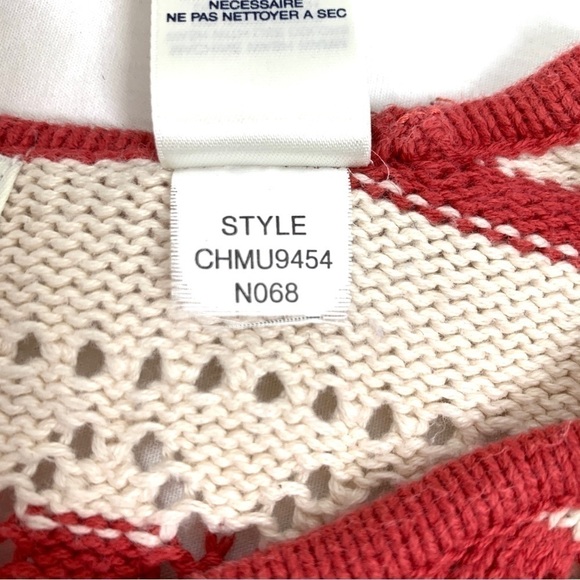 Liz Claiborne Crazy Horse Striped Crochet Sweater - Red/Cream, Size Large - Picture 5 of 7